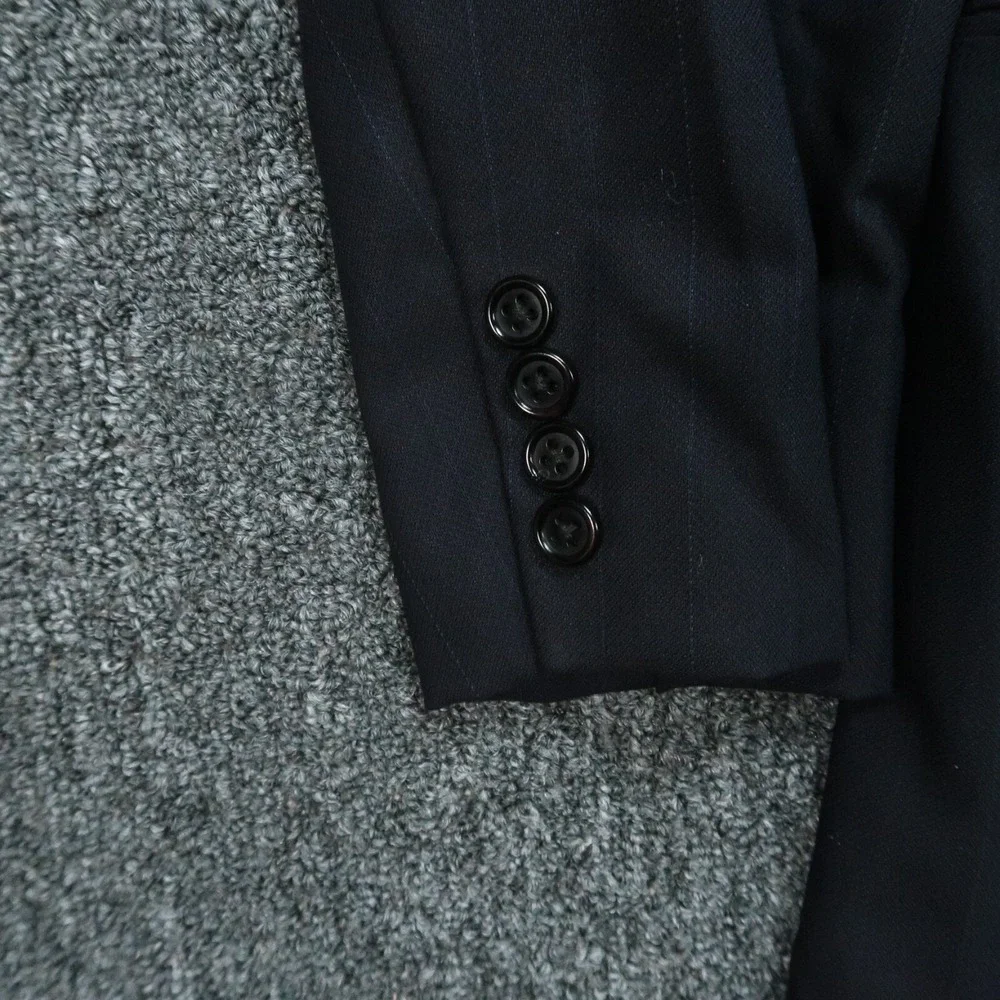 Hickey Freeman Suit Jacket‎ Mens 40R Blue Wool Striped Sport Coat Union Made VTG